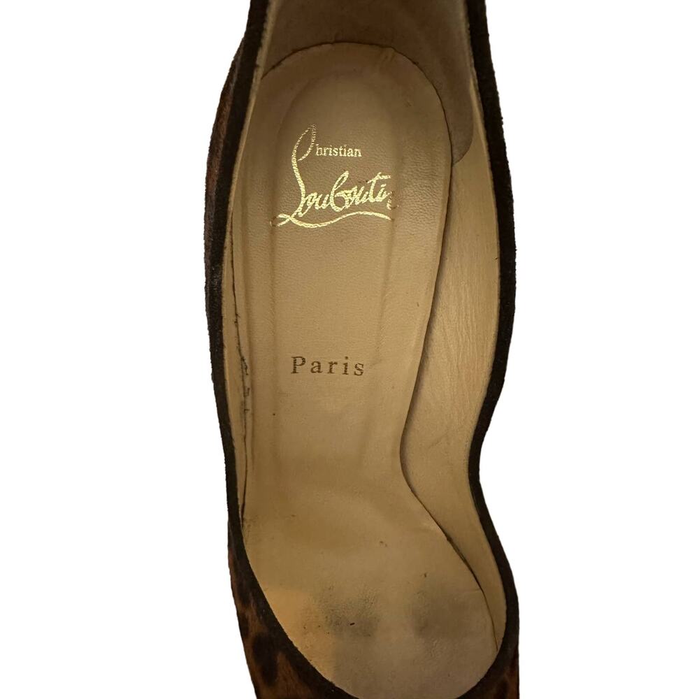 Christian Louboutin coroclic peep toe pony hair animal print wedges size 38 - Picture 4 of 8